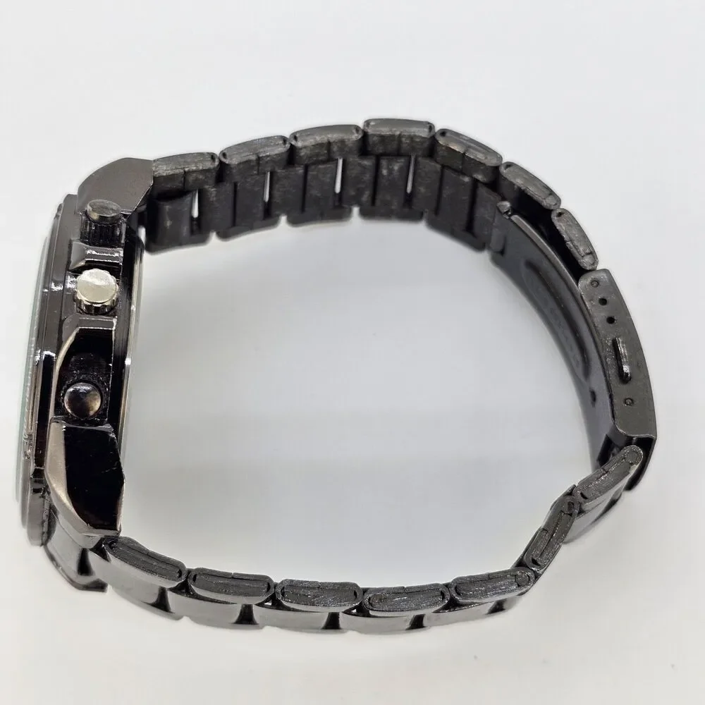 Men's Watch Black Dial 44MM Black Case Black‎ Bracelet Band 8